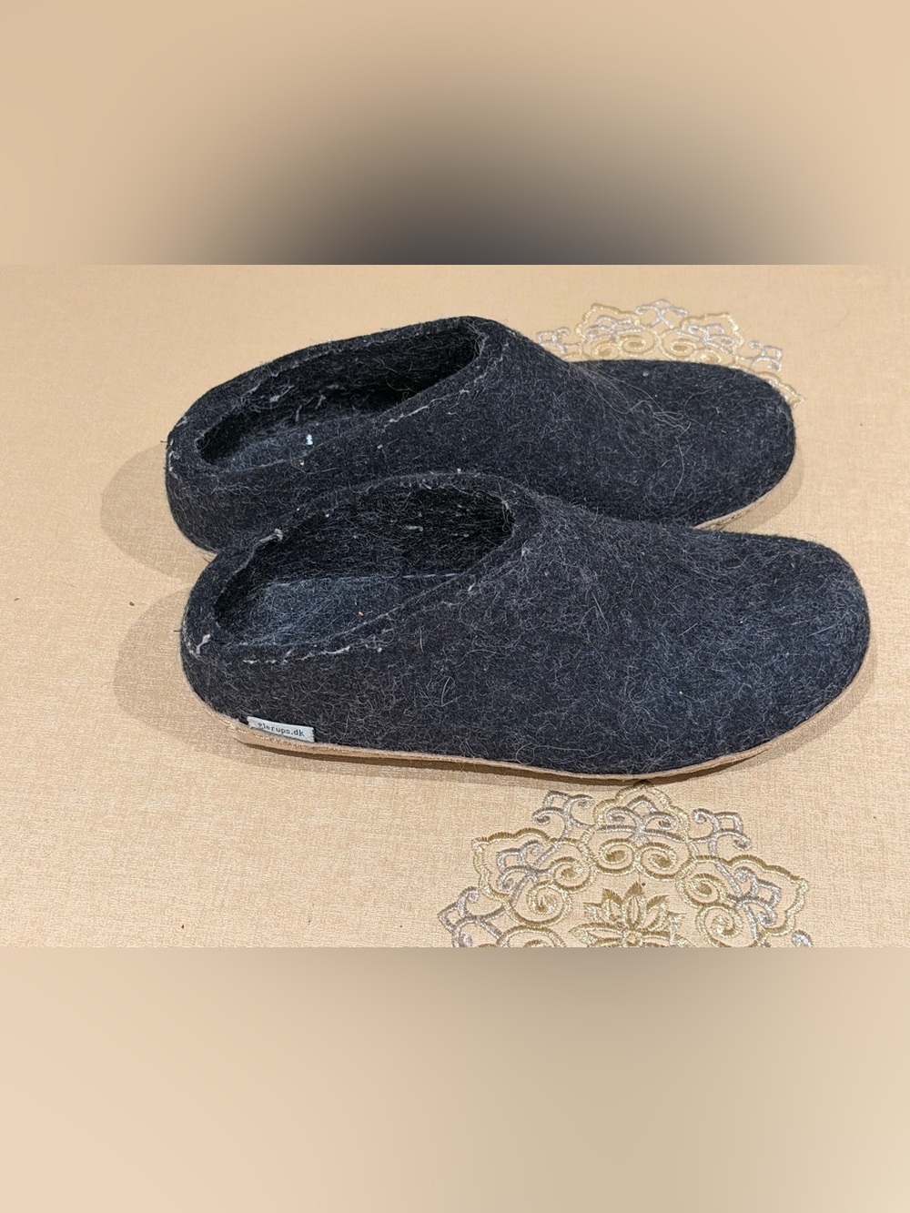 Glerups slip on Women’s Slippers with leather sole - Black